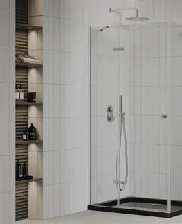 Vane MEXEN/S - Roma sprchovací kút 100x80 cm, transparent, chróm + čierna vanička so sifónom 854-100-080-01-00-4070