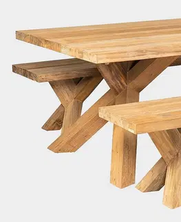 Stolčeky DEOKORK Záhradný teakový masívny stôl SPIDER RECYCLE (rôzne dĺžky) 200x100 cm