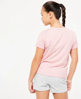 nohavice Dievčenské tričko 500 bavlnené staroružové