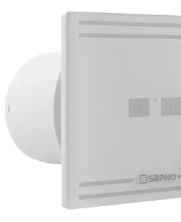 Domáce ventilátory SAPHO - GLASS kúpeľňový ventilátor axiálny s LED displejom, 8W, potrubia 100mm, biela GS103