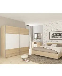 Postele Manželská posteľ, dub sonoma/biela, 180x200, GABRIELA