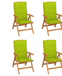 Zahradné stoličky Záhradná stolička 4 ks teak / látka Dekorhome Béžová