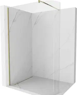 Sprchové dvere MEXEN/S - Kioto Sprchová zástena WALK-IN zaoblená 80 x 200 cm, transparent 8 mm, zlatá 800-080-101-50-06
