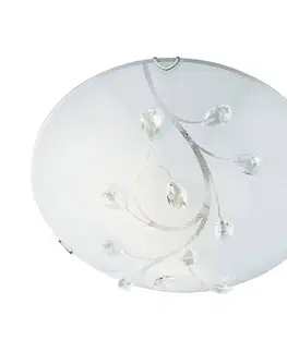 Stropné svietidlá Searchlight Sklenené stropné svietidlo Flush Flower, Ø 40 cm