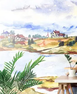 Tapety príroda Tapeta akvarelová dedinka