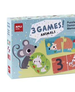 Vedomostné a edukatívne hry APLI APLI Tri hry v krabičke Zvieratká