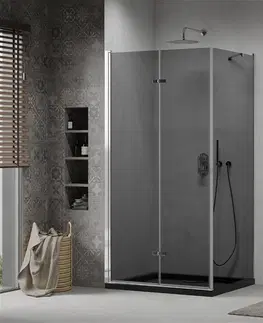 Vane MEXEN/S - Lima sprchovací kút 90x120, grafit, chróm + čierna vanička so sifónom 856-090-120-01-40-4070