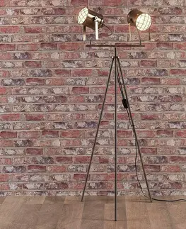 Stojacie lampy Lindby Dvoj-plameňová stojaca lampa Ebbi z kovu