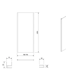 Sprchovacie kúty AQUALINE - AMADEO bočná stena 800mm, sklo Brick BTP80