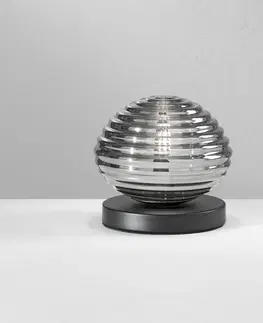 Stolové lampy Eco-Light Stolová lampa Ripple, čierna/dymovo sivá, Ø 18 cm