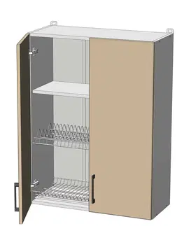 Kuchynské skrinky horná vysoká skrinka s odkvapkávačom š.70, v.92, Modena WD7092, grafit / biely mat