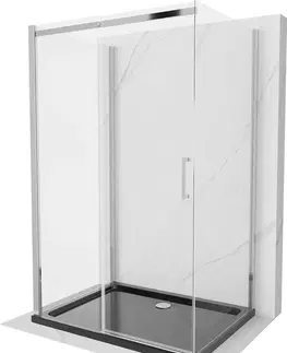 Vane MEXEN/S - OMEGA sprchovací kút 3-stenný 100x80 cm, transparent, chróm + vanička vrátane sifónu 825-100-080-01-00-3s-4070