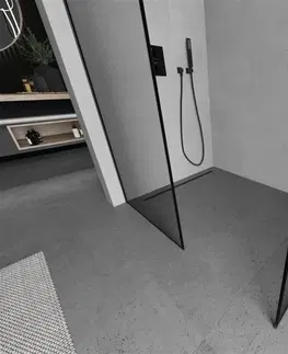 Sprchové dvere MEXEN/S - Kyoto Sprchová zástena WALK-IN 140 x 100 cm, čierny vzor, čierna 800-140-202-70-70-100