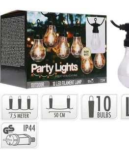 Záhradné lampy Vonkajšie párty osvetlenie Terrassa, 7,5 m, 10 LED žiaroviek, teplá biela, IP44