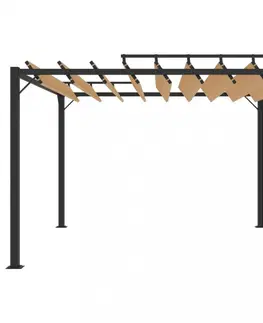 Záhradné pergoly Pergola s lamelovou strechou 3 x 3 m hliník / látka Dekorhome Sivá