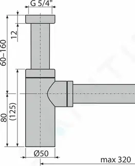 Kúpeľňa Kielle - Sifony Umývadlový sifón, priemer 32 mm, okrúhly, kov, matná čierna 30901014