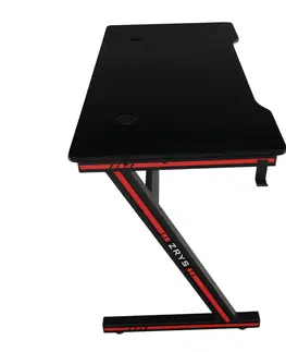 Herné stoly Herný stôl/počítačový stôl, čierna/červená, MACKENZIE 120cm