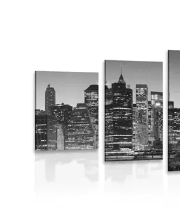 Čiernobiele obrazy 5-dielny obraz centrum New Yorku v čiernobielom prevedení