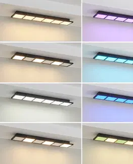 Stropné svietidlá Lindby Lindby Raymie stropné LED svetlo, dĺžka 84 cm RGBW