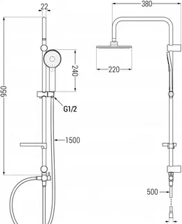 Sprchy a sprchové panely MEXEN/S - Carl sprchový stĺp vrátane sprchovej batérie Alfa, čierna 745740240-70