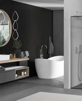 Sprchové dvere MEXEN/S - Kioto Sprchová zástena Walk-in 140 x 100 cm, čierny vzor, chróm 800-140-202-01-70-100