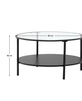 Konferenčné stolíky Konferenčný stolík, čierna/sklo/kov, PARLAN