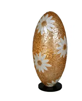 Stolové lampy Woru Stolná lampa Lion Capiz mušle s motívom kvetu v tvare vajíčka