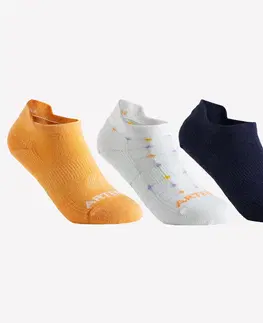 bedminton Detské ponožky RS 160 na tenis nízke 3 páry oranžové, biele a tmavomodré