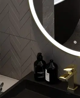 Kúpeľňa MEXEN - Esso zrkadlo s osvetlením 100 cm, LED 6000K zlatý rám 9825-100-100-611-50