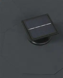 Slnečníky Nástenný slnečník s LED svetlami Ø 300 cm látka/kov Dekorhome Sivohnedá taupe