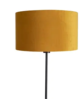 Stojace lampy Stojacia lampa čierna so zamatovým odtieňom okrovo žltá so zlatom 35 cm - Parte