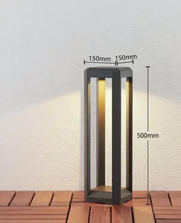 Vonkajšie stojanové svietidlá Lucande Soklové LED svietidlo Fery antracit 50 cm