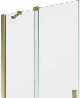 Sprchové dvere MEXEN/S - Velar Dvojkrídlová posuvná vaňová zástena 95 x 150 cm, transparent, zlatá 896-095-000-01-50