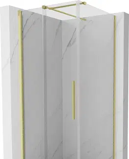 Sprchovacie kúty MEXEN/S - Velár sprchovací kút 90 x 90, transparent, zlatá kartáčovaná 871-090-090-01-55