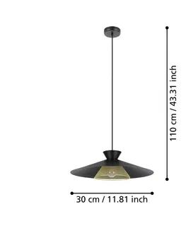 Závesné svietidlá EGLO Závesné svietidlo Grizedale 1-pl., čierna/mosadz