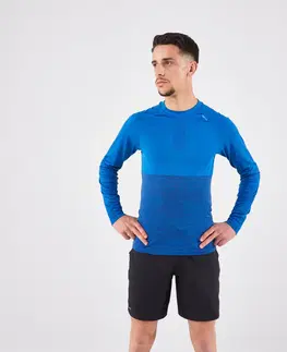 mikiny Pánske bežecké tričko Run 500 s dlhým rukávom modré