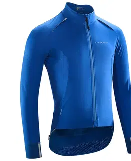 bundy a vesty Pánska zimná bunda na cestnú cyklistiku Racer modrá