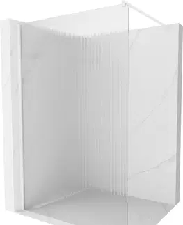Sprchové dvere MEXEN/S - Kioto Sprchová zástena WALK-IN 80 x 200, prúžky 8 mm, biela 800-080-101-20-09