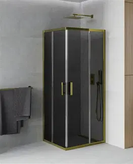 Sprchovacie kúty MEXEN - Rio sprchovací kút štvorec 90 x 90 cm, grafit, zlatá 860-090-090-50-40