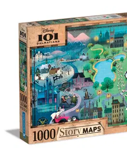 Hračky puzzle CLEMENTONI - Puzzle 1000 dielikov - Disney mapa 101 dalmatíncov