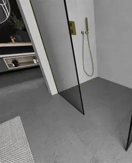 Sprchové dvere MEXEN/S - Kioto Sprchová zástena Walk-in 130 x 100 cm, čierny vzor, zlatá 800-130-202-50-70-100