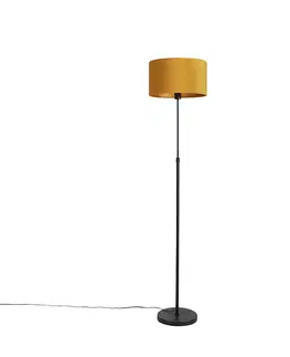 Stojace lampy Stojacia lampa čierna so zamatovým odtieňom okrovo žltá so zlatom 35 cm - Parte