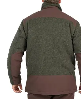 bundy a vesty Poľovnícka hrejivá vlnená bunda 900 nehlučná zelená