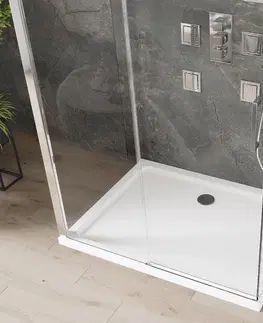 Vane MEXEN/S - OMEGA sprchovací kút 3-stenný 140x90, transparent, chróm + vanička vrátane sifónu 825-140-090-01-00-3s-4010