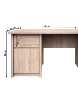 Písacie stoly PC stôl 1D1S/120, dub sonoma, NORTY TYP 12