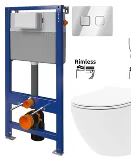 Kúpeľňa CERSANIT/S - + WC REA Carlo Flat Mini Rimlesss + SEDADLO S97-062 SQCR CF1