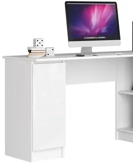 Písacie stoly Moderný písací stôl SCYL155P, biely/biely lesk