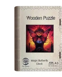 Limitovaná edícia Trigo Drevené puzzle Čarovné motýľové hodiny A3
