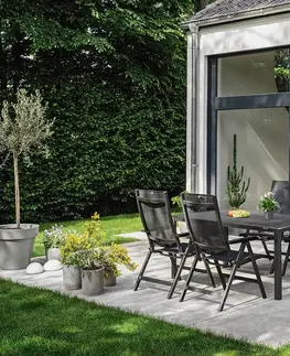 Stoličky Basic+ Premium polohovateľné záhradné kreslo antracitové