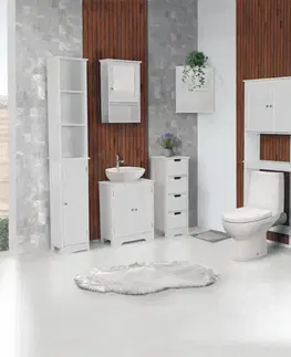 Kúpeľňový nábytok Závesná rohová polica, biela, ATENE TYP 4
